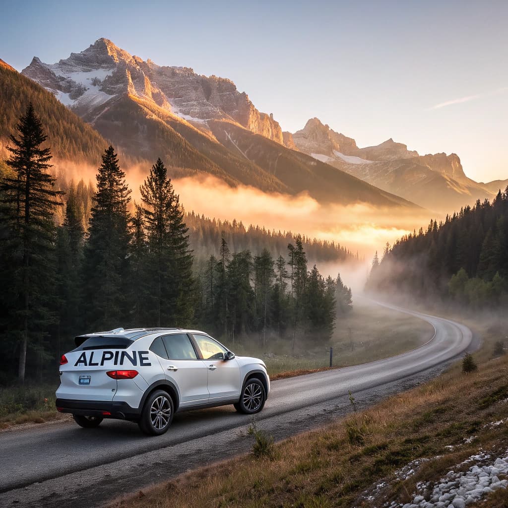 The scene is set outdoors in a mountainous landscape during daylight, likely midday due to the presence of evenly distributed light.