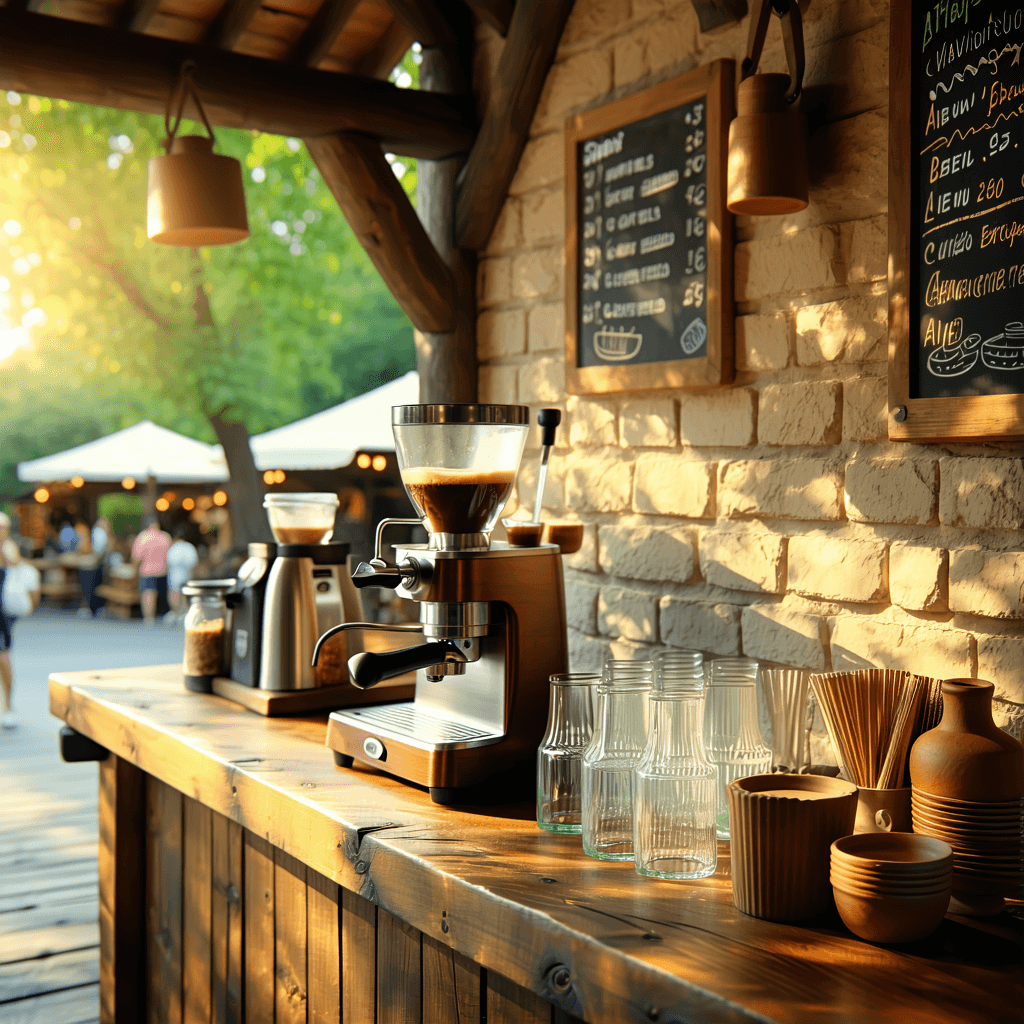 The scene is set indoors in a warmly lit café.
