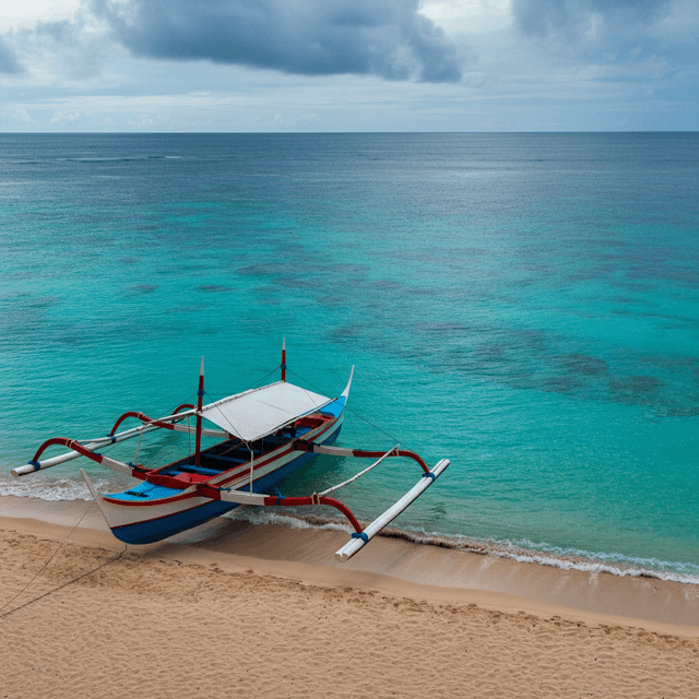 The scene presents a captivating aerial view of a tranquil beach setting during what seems to be daylight hours, casting soft shadows and illuminating natural colors vividly.