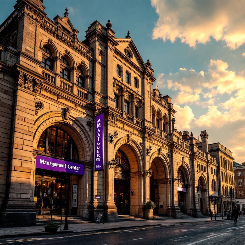 The scene is set outdoors in an urban environment, likely in the bustling setting of a city.