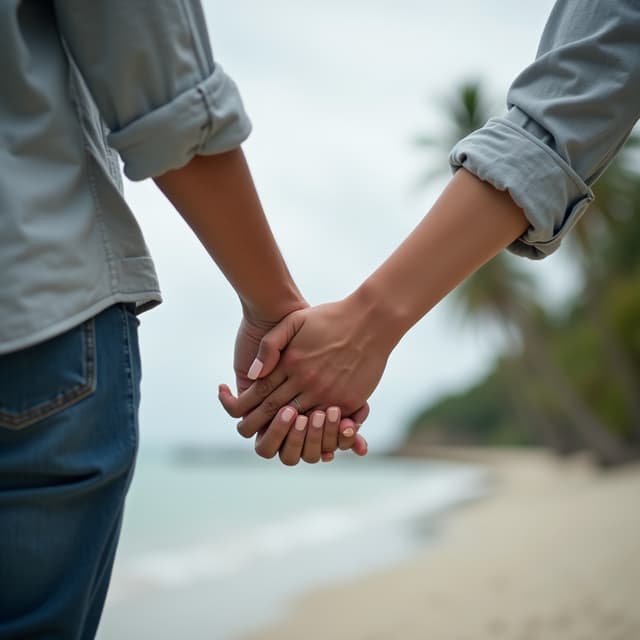 The scene takes place outdoors, along what appears to be a beach or coastal setting.