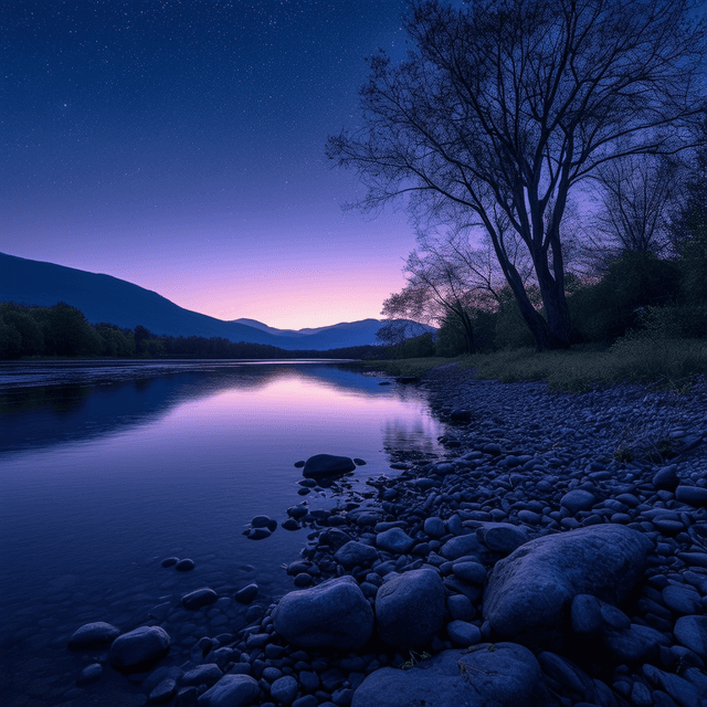 The scene unfolds outdoors under a vast night sky filled with countless stars, shimmering like scattered diamonds against a deep navy backdrop.