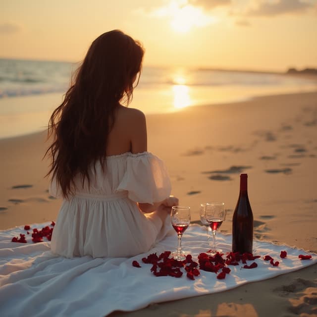 The scene takes place outdoors on a sandy beach.