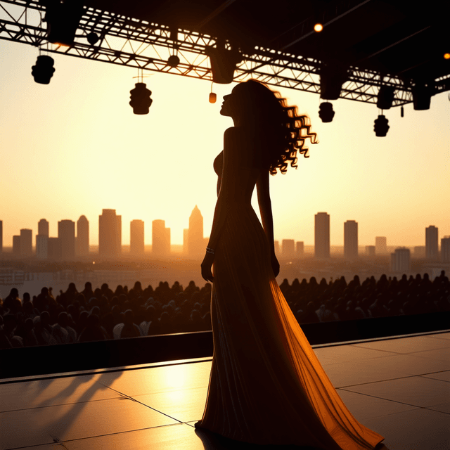 The scene takes place indoors, in what appears to be a dimly lit nightclub or concert hall.