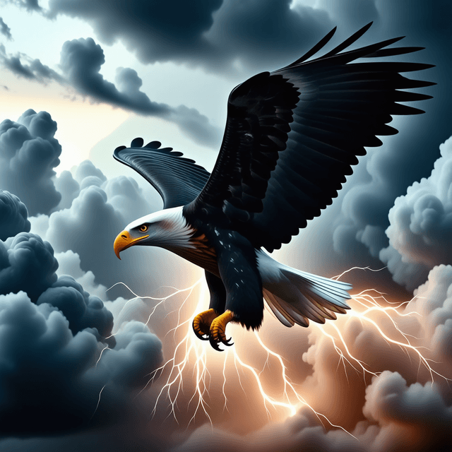 The scene is set outdoors in a vast open sky, depicted at an indeterminate time of day due to the bright and even lighting that gives the sky a stark, featureless white.