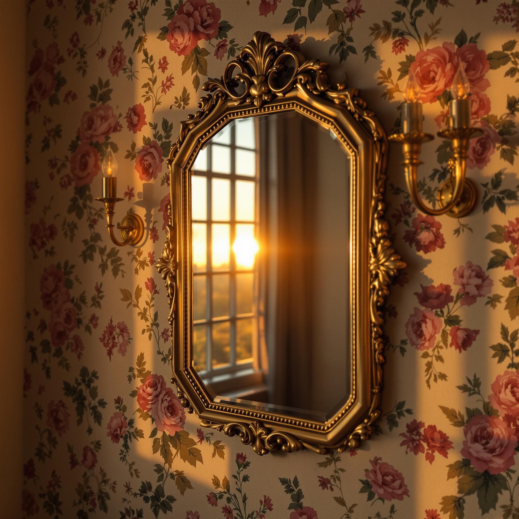 The scene is set indoors in a room with a vintage, cozy aesthetic.