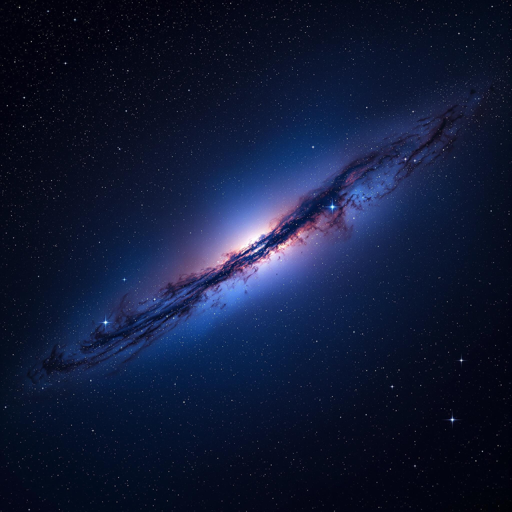 The scene is set in the vast expanse of outer space, characterized by a deep black backdrop dotted with countless twinkling stars.