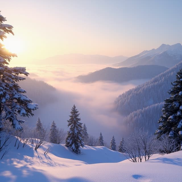 The scene is set outdoors during the early morning as the soft glow of dawn bathes the landscape in warm, golden hues.