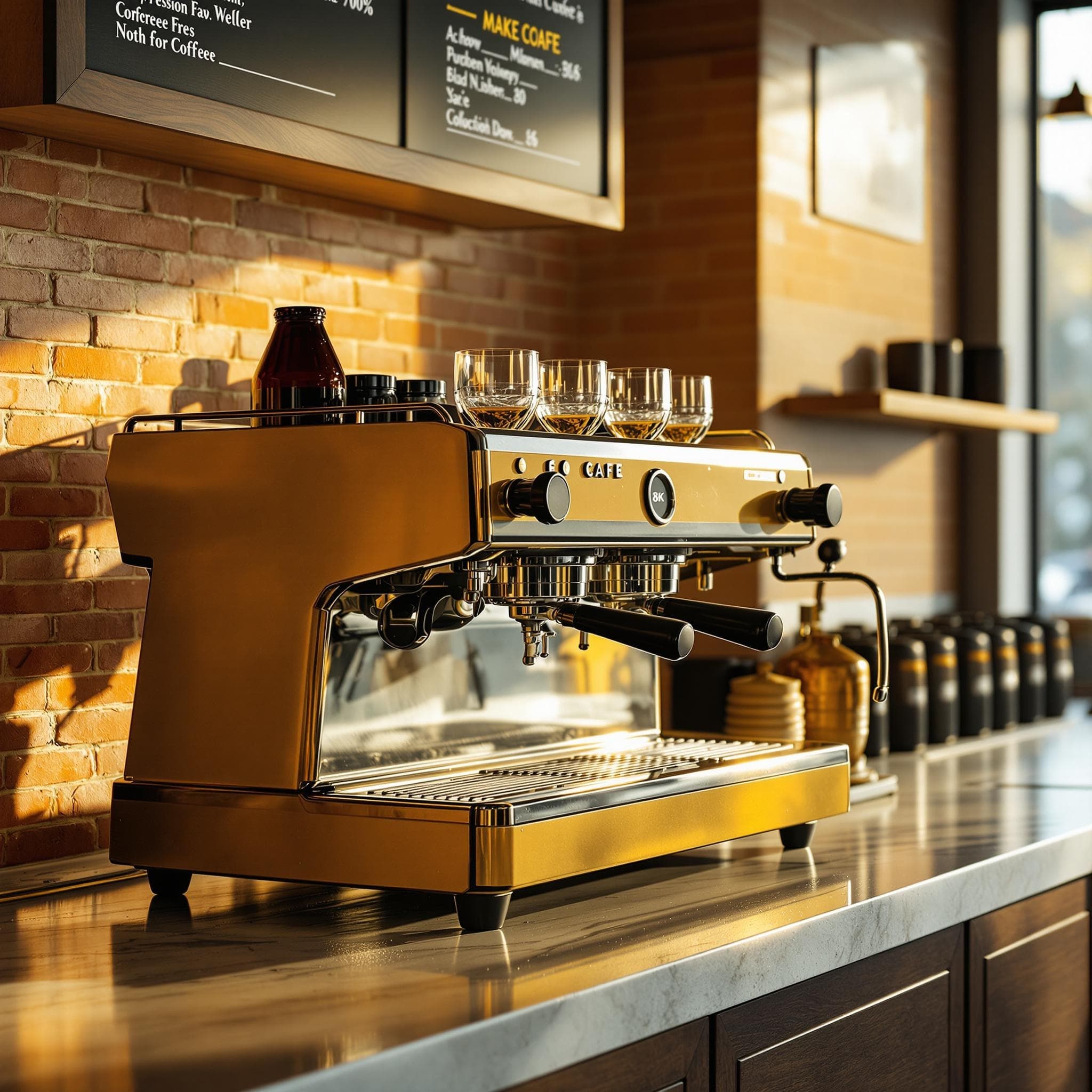 The scene is set indoors in a warmly lit café.