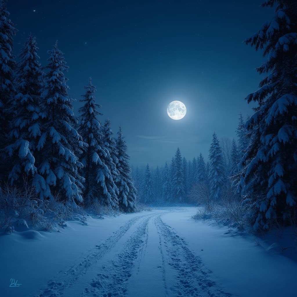 The scene presents an outdoor winter landscape viewed from above.