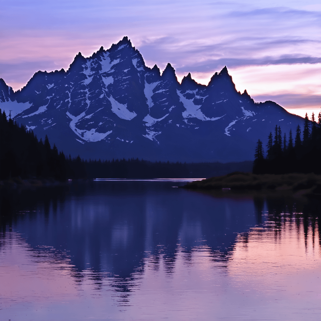 The scene is set outdoors in a mountainous landscape during what appears to be late afternoon, given the soft light that bathes the area.