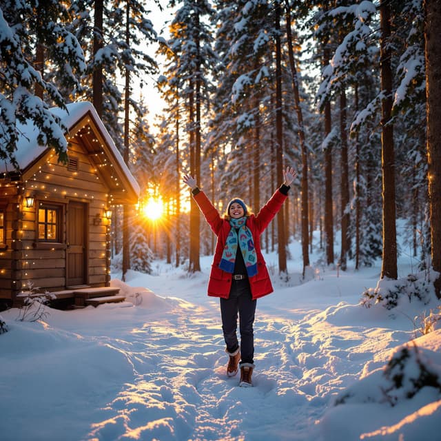 The scene is set outdoors during the evening, as the sky has a dusky, purplish tint suggesting twilight.