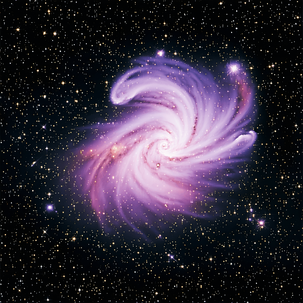 The scene is set in the vast expanse of outer space, characterized by a deep black backdrop dotted with countless twinkling stars.