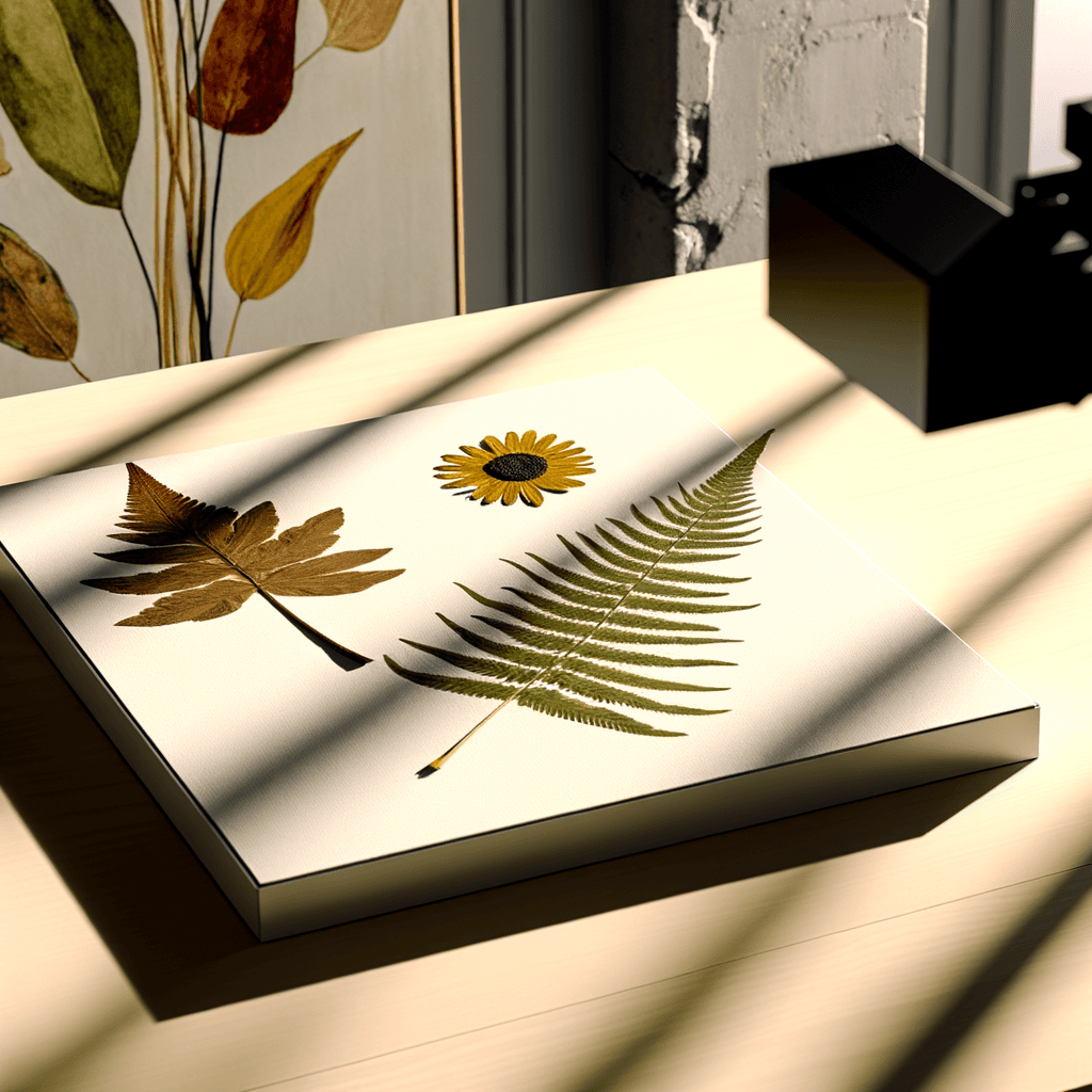 The scene is set indoors, focusing on a minimalistic and artistic presentation.