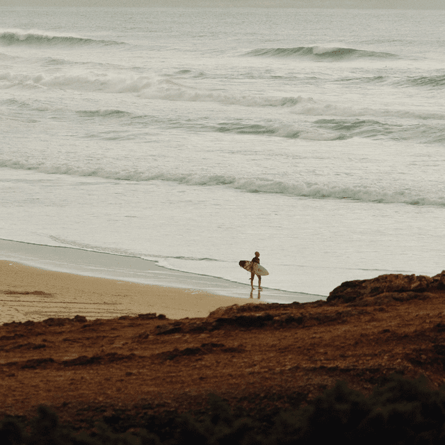 The scene is set outdoors on a sandy beach, captured under what appears to be a soft, overcast sky.