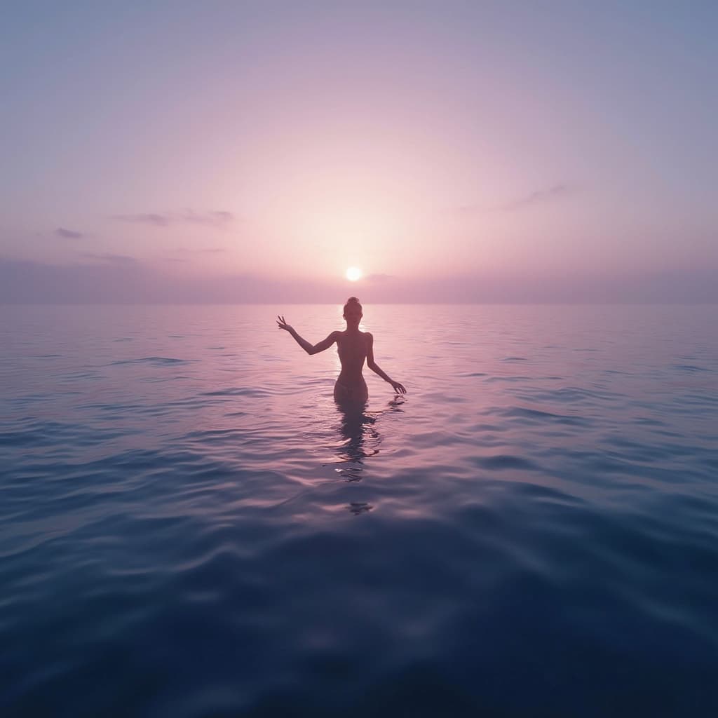 The scene unfolds outdoors, capturing a serene coastal setting.