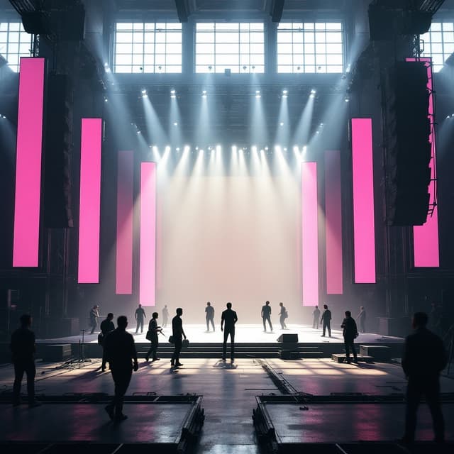 The scene is set indoors, within what appears to be a concert or performance venue.