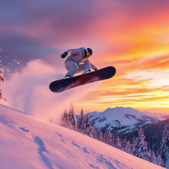 The scene is set outdoors on a snow-covered mountain, indicative of a crisp winter day.