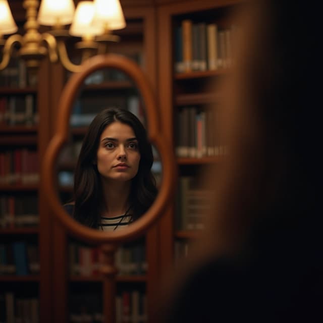 The scene is set indoors, with a close-up focus creating an intimate yet mysterious atmosphere.